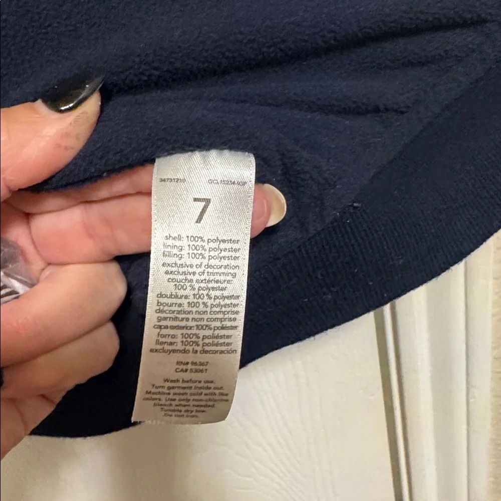 OshKosh B'gosh Navy Blue Fleece‎ Lined Boys Pea Coat Size 7 Full Zip Pockets